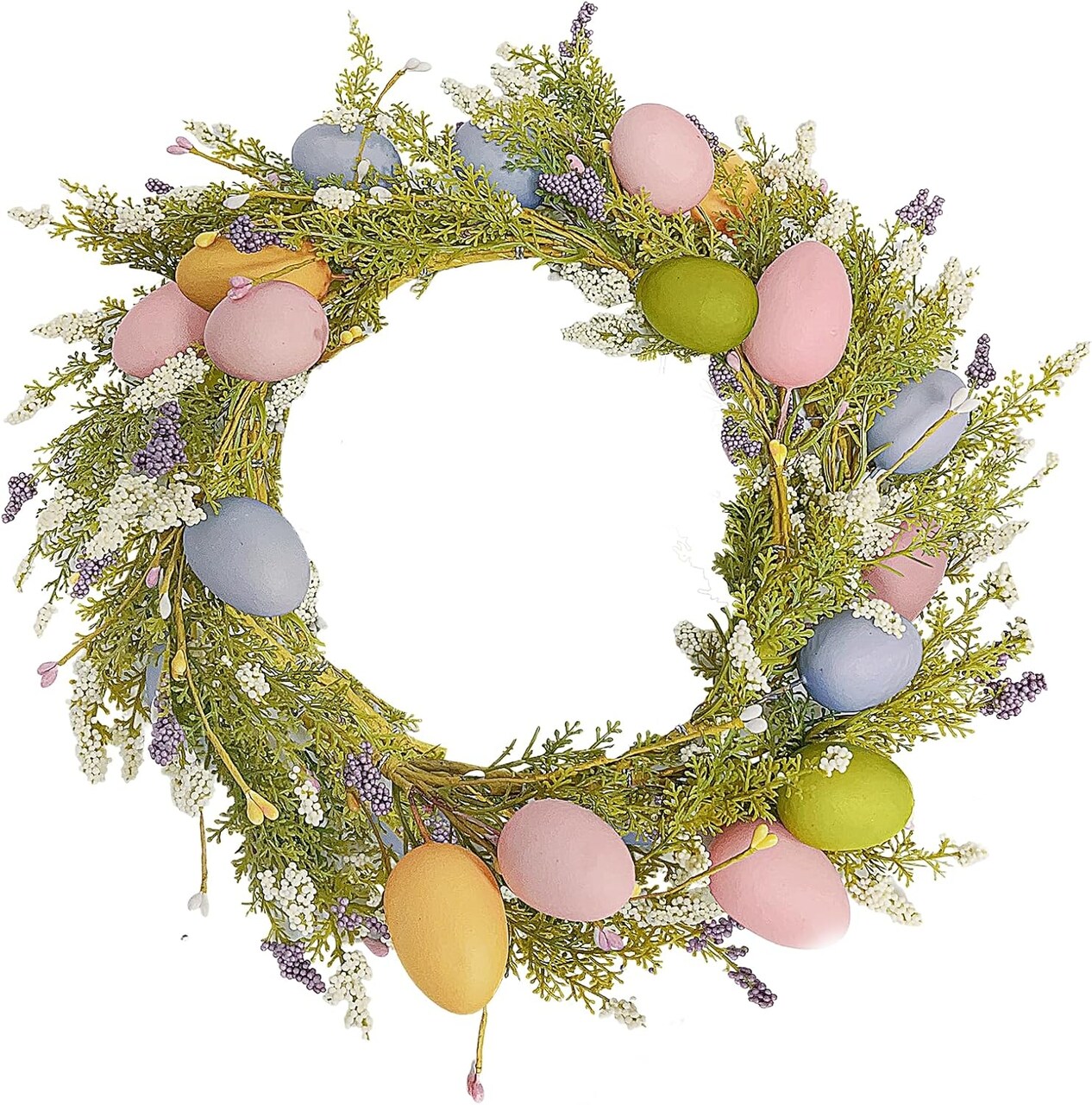 5 FT Easter Garland with Eggs and Mixed Spring Flowers, Long Artificial Rustic Egg Floral Vine String Garland for Easter Day Springtime Seasonal Decoration, Wreath Making Party Supplies